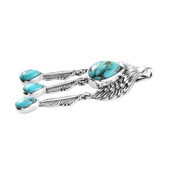 Artisan Crafted Blue Moon Turquoise Eagle Pendant in Sterling Silver 3.30 ctw - Picture 9 of 15